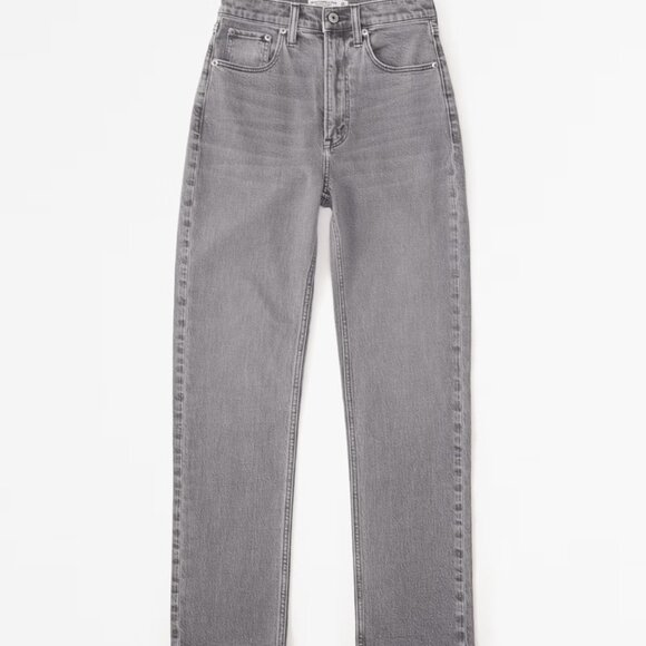 Abercrombie & Fitch gray denim high rise straight leg crop, Size 10 - Picture 3 of 7
